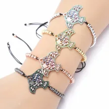 Позолоченный серебряный микро браслет из фианита с регулируемой медными бусинами, браслет с рыбкой, xh423 очаровательные браслеты для женщин