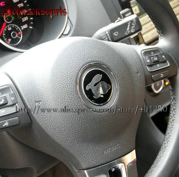 Free shipping Rabbit 45MM Steering Wheel Emblem Badge Decal Symbol car Sticker