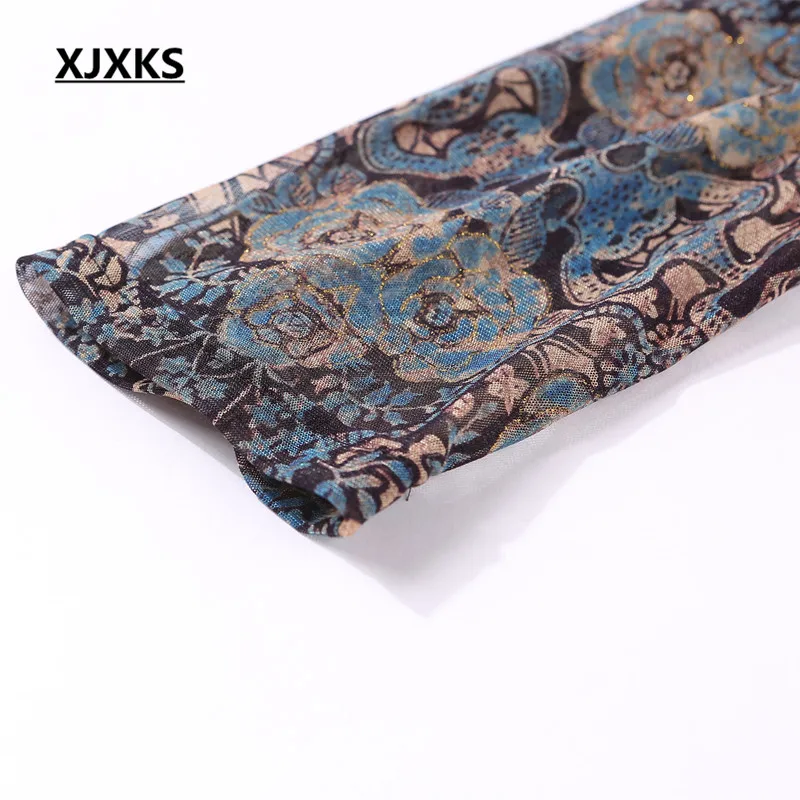 Oficina Camisas Verano De Xjxks Chiffon Elegante Tops Collar Calidad down Manga Impresión Picture Alta Señoras Mujeres Blusas Color Turn Media 1861 OvSdqwzv
