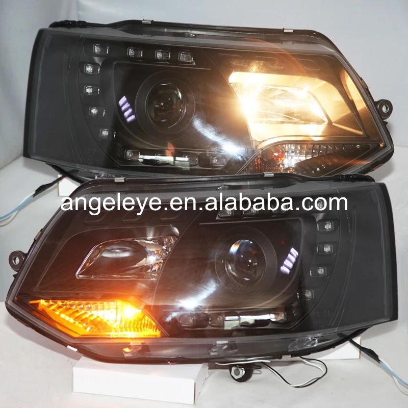 

For VW Transporter Caravelle Multivan T5 headlight LED Headlights 2010-2014 year Black Housing SN