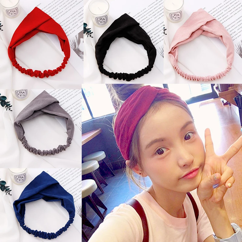 

Women Fashion Colorful Suede Soft Solid Elastic Hair Bands Girls Vintage Cross Knot Headband Hairbands Bandanas Hair Accessories