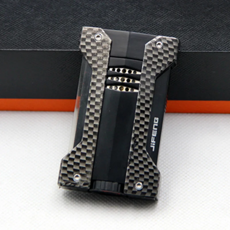 

New Jifeng High-grade Carbon Fiber TORCH JET FLAME CIGAR CIGARETTE LIGHTER With Gift Box