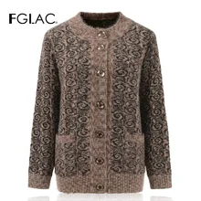 FGLAC женский длинный рукав мохер вязаный свитер модный Повседневный принт осенние зимние кардиганы женские пальто для среднего возраста