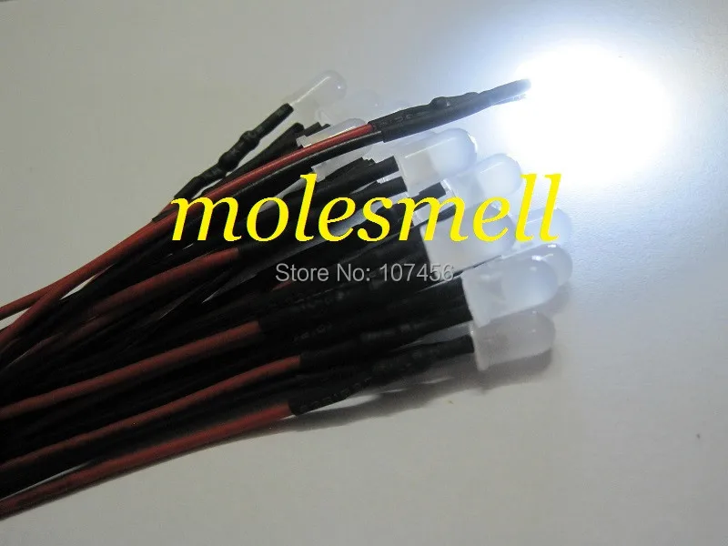 25pcs 5mm 12v diffused white 12V DC milky lens 20cm Pre-Wired LED Light DIY free shipping | Электронные компоненты и