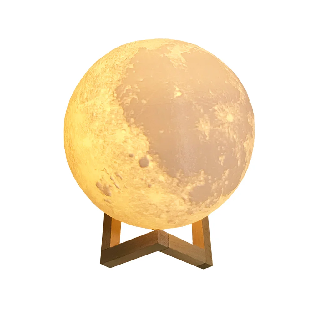 

Rechargeable 3D Print Moon Lamp 2 Color Change Switch Bedroom Bookcase Night Light HYD88