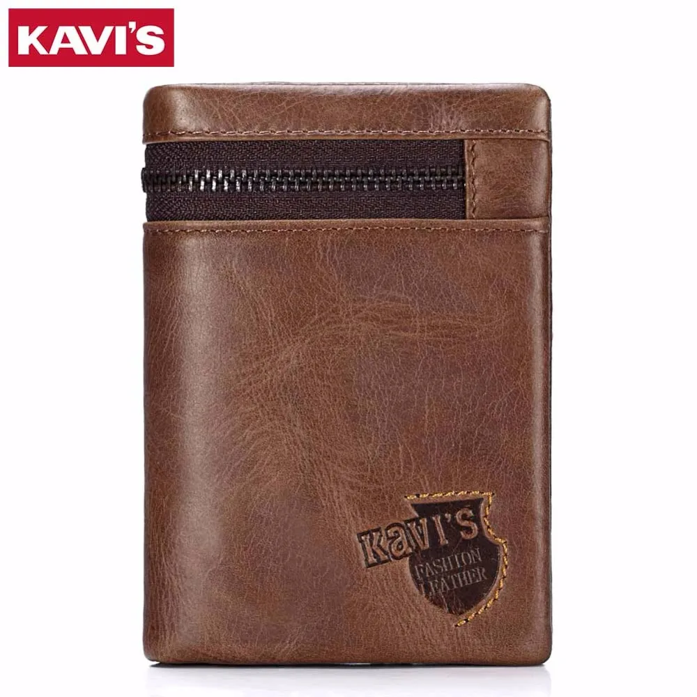 

KAVIS Brand Genuine Leather Wallet Men Coin Purse Card Holder Male Cudan Money Bag Portomonee Small Walet Perse With Rfid Vallet