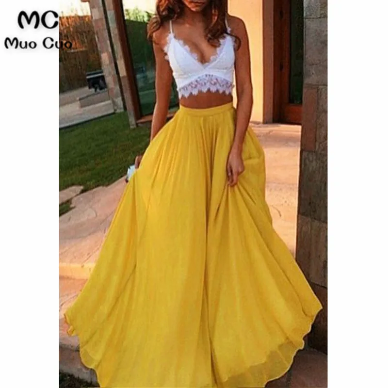 

Elegant 2018 Long Evening Dresses Long with Lace Spaghetti Straps V-Neck Formal Evening Party Dress for Women 2 Pieces Gown