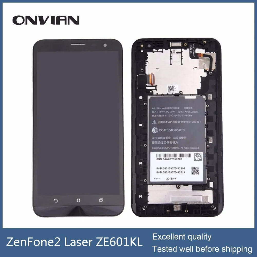 

Wholesale 6.0" Best Quality Black LCD Touch Screen Digitizer Assembly For ASUS Zenfone2 Laser ZE601KL Mobile Display WITH FRAME