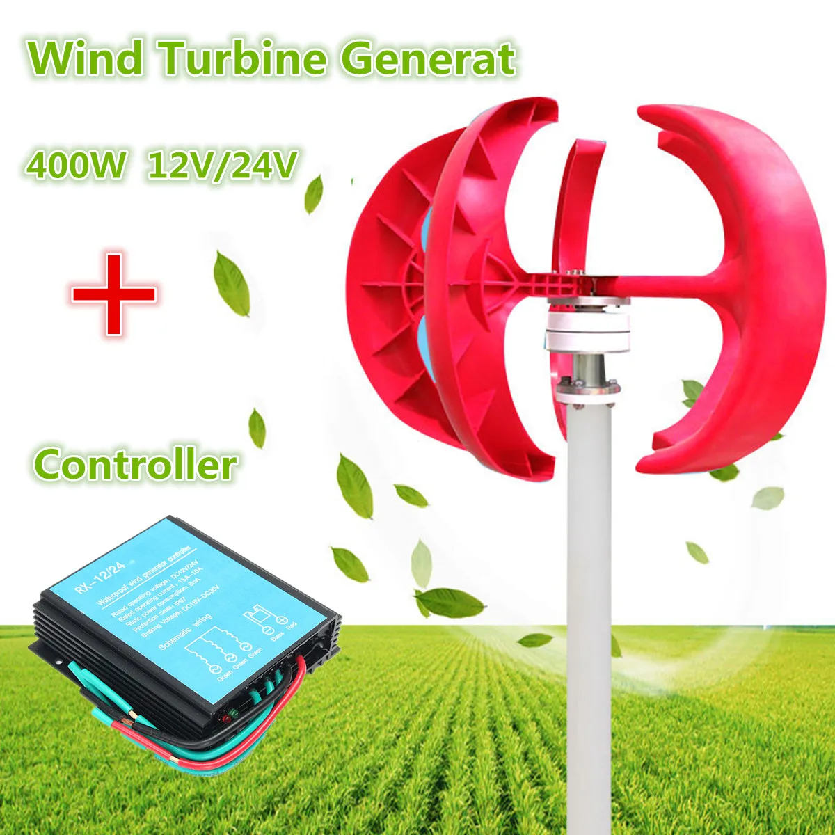 12V/24V 400W Lanterns Wind Power Generator Turbine 5 Blades Permanent Magnet Generator + 600W Wind Turbine Generator Controller 12V/24V 400W Lanterns Wind Power Generator Turbine 5 Blades Permanent Magnet Generator + 600W Wind Turbine Generator Controller