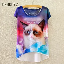 2017 summer new European and American wind color umbrella printed short before the long loose women’s short sleeve T-shirt women
