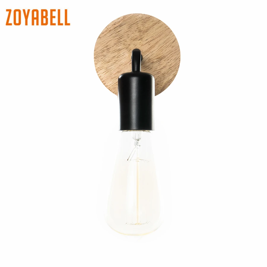 

zoyabell Wall Lamp Modern Europe Vintage Wood Iron Black Bedroom Bathroom Industrial Indoor Lamps LED Wall Decoration Light
