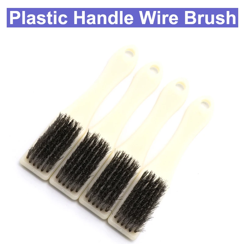 1pcs URANN 6 Rows Plastic Handle Wire Brush Stainless Steel Brass Wire