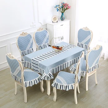 

13pcs/set Modern Style Table Cloth For Kitchen Dining Room Blue Tablecloth For Wedding Party Elegant Tablecloths Chair Cover Set