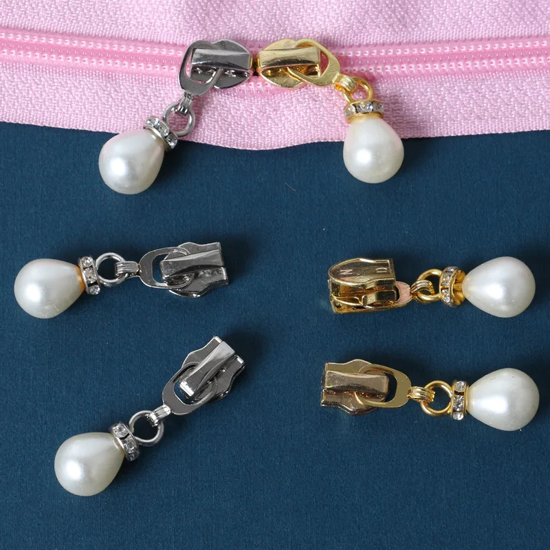 

4pcs 5# zipper head pearl zipper repair kits zipper pull Metal zipper slider Garment bag tailors sewing accessories