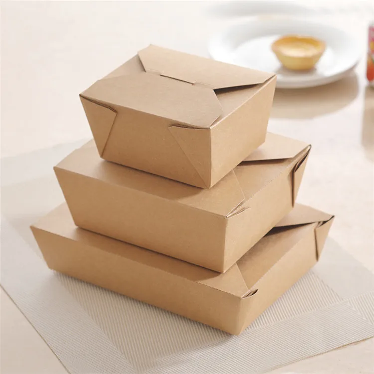 

300 X Kraft Paper Salad Box Disposable Water Proof Takeaway Lunch Fruit Box Camping Supplies Food Containers