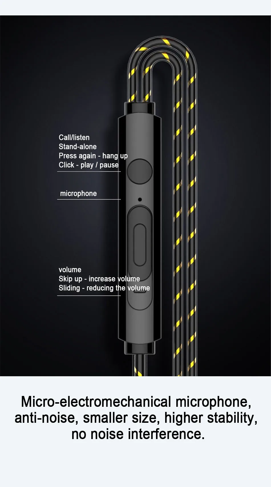 Quad Core Wire Control Earphone 3.5mm In Ear Double Moving Circle Heavy Bass Metal With Mic and Volume Control Public Headphone (9)