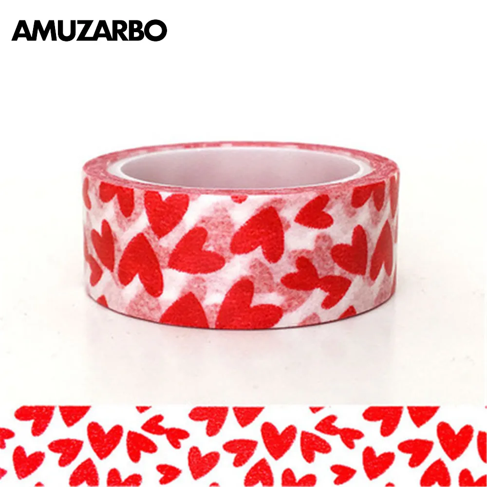 

1 Rolls Red Love Pattern Tape DIY Decorative Tearable Writable Adhesive Tape Paper Craft Tape for Day Journals Scrapbooking