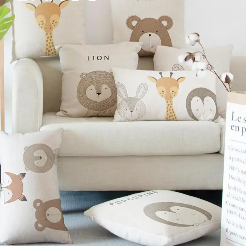 Stuffed Animal Plush Toys Throw Pillow Plush Lion Cushion for Sofa Bed S