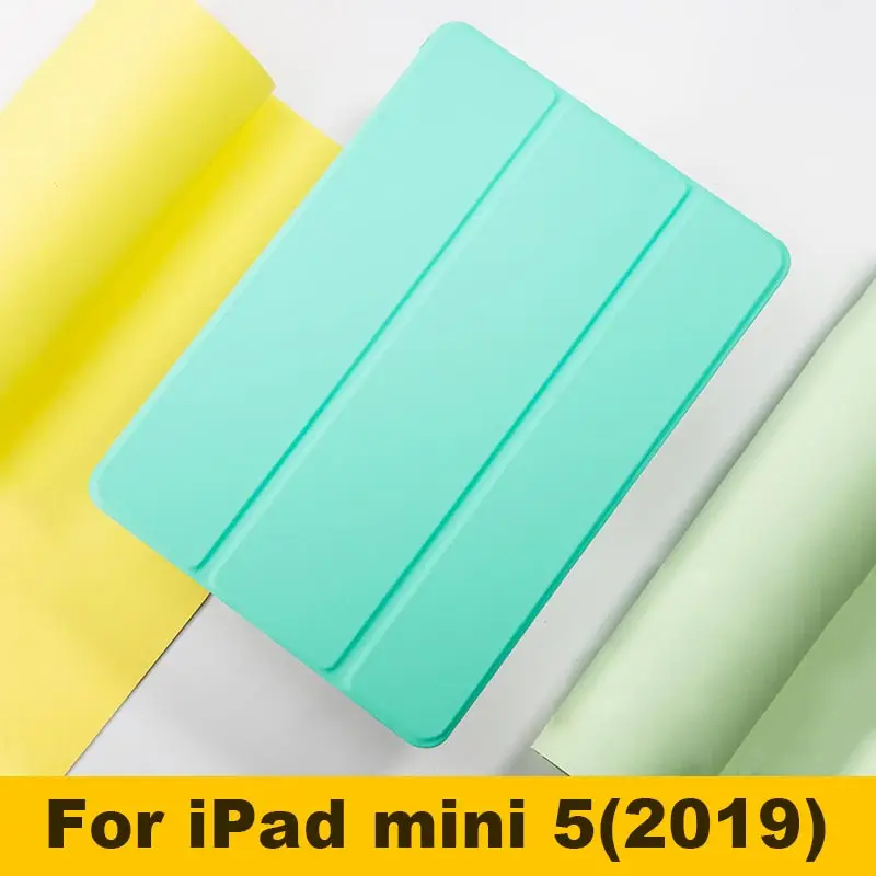 For mini 5 Green Для Apple iPad mini 1 2 3, 4, 5, чехол, 7,9 дюймов, ультра тонкий, умный, магнитный, с подставкой, из искусственной кожи, силиконовый чехол для iPad mini 5, Funda - Цвет: For mini 5 Green