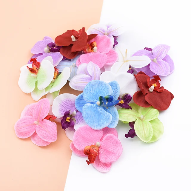 6CM 10Pieces artificial plants flower wall home decor diy Handmade scrapbooking decorative flowers wreaths silk Butterfly orchid 2