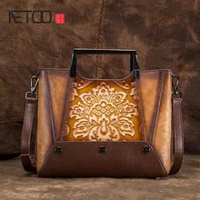 AETOO, Новое поступление, натуральная кожа, Ретро стиль, сумка с тиснением, ручная работа, матовая замша, Воловья кожа, модный тренд, Диагональная Сумка