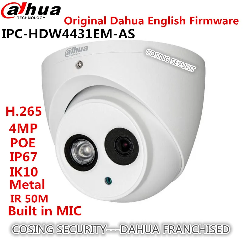 

Original Dahua IPC-HDW4431EM-AS 4MP Starlight IP camera metal H.265 Built-in MIC WDR IR 50m CCTV Camera with POE HDW4431EM-S