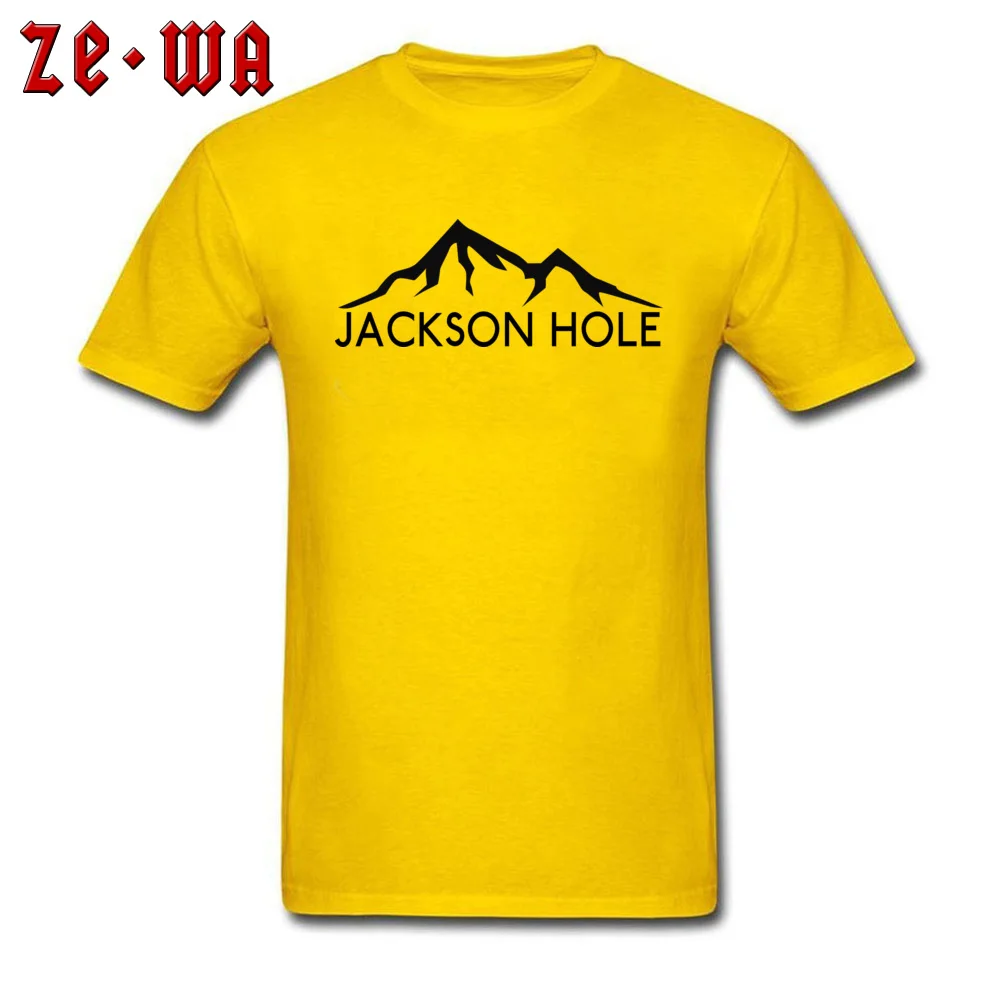 Custom Faddish Short Sleeve Party T Shirt All Cotton Crew Neck Men's Tops & Tees Personalized T-shirts Summer Drop Shipping SKIING JACKSON HOLE WYOMING SKI SKIER SNOWBOARDING yellow