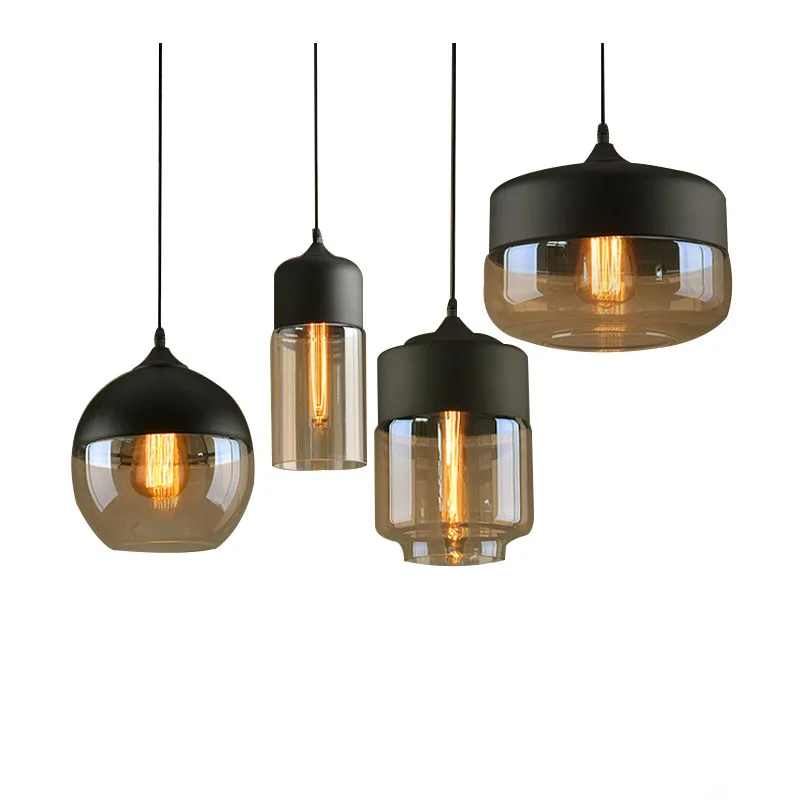 Vintage Retro Pendant Light Hanging Amber Glass Antique Loft Indoor Pendant Lamp Edison Decorative Drop Light Restaurant Pendant Light (13)