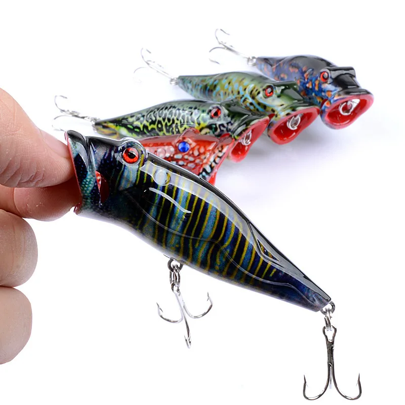 

luya lures Minnow Fishing 8cm/12.4g poper Topwater plastic Artificial bait Hard Lure 3D bionic eye Crankbait Color painting vbs