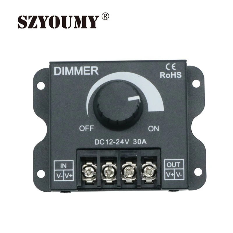 

SZYOUMY 30A LED Dimmer DC 12V 24V 360W Adjustable Brightness Lamp Bulb Strip Driver Single Color Light Power Supply 5050 3528