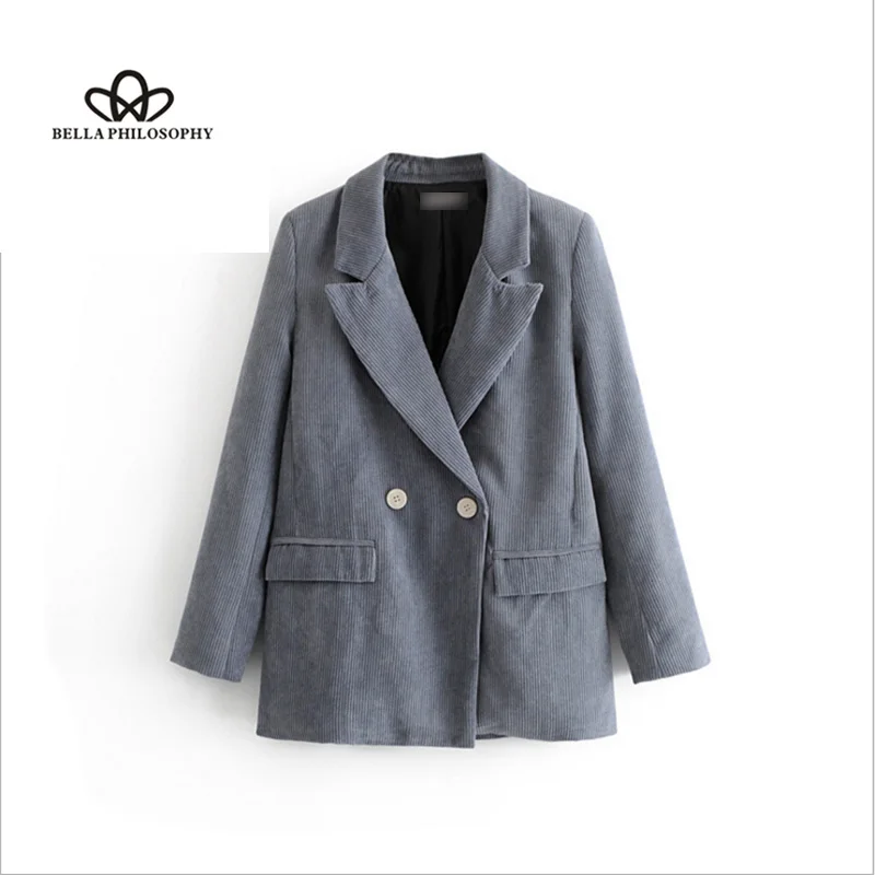 Wonder 2018 new autumn European station double corduroy Western-style coat lady