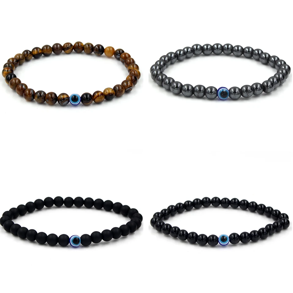

2019 New Fashion Mala Beads Yogi Bracelets Mens Simple Classic 6mm Tiger Eye Stone Beads Charm Bracelets For Men Women Jewelry
