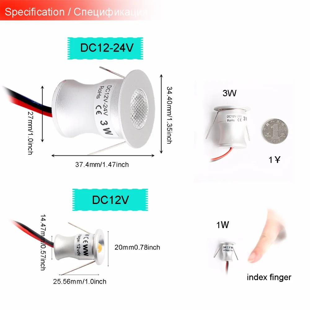 12 V-24 V Светодиодный точечный светильник шкаф мини Точечный светильник IP65 Водонепроницаемый 1 Вт 3 Вт светодиодные утопленный вниз светильник, холодный и теплый белый шкаф витрина использовать Q