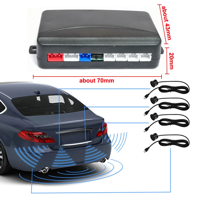Автомобильный датчик парковки, синий экран, помощь при парковке, 4 датчика s, светодиодный дисплей, обратный резервный радар, монитор, детектор, система, Автомобильный датчик