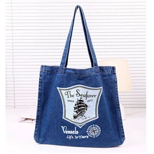 EXCELSIOR Femmes Denim Fourre-Tout Sac Casual Solide Toile Jean Grand capacité Poignée Supérieure Sac Fermeture À Glissière Doux Tissu Une Épaule Sacs sac