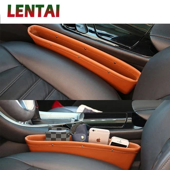 

LENTAI For Ford focus 2 3 mk2 fiesta ranger mondeo mk4 Mini cooper Buick 1PC Car Seat Gap Boxes leather Organizer Phone Holder