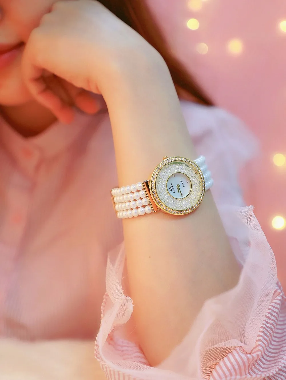 Relogio Feminino Топ бренд жемчужный ремешок повседневные женские часы модные женские часы женские Стразы кварцевые часы женский браслет