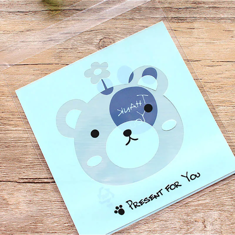 100Pcs Cartoon Animal Bear Dog Cat Gift Bag Cookie For Sweets Present Packing Favors Cake Packag Candy Party Goodie Wedding Bags