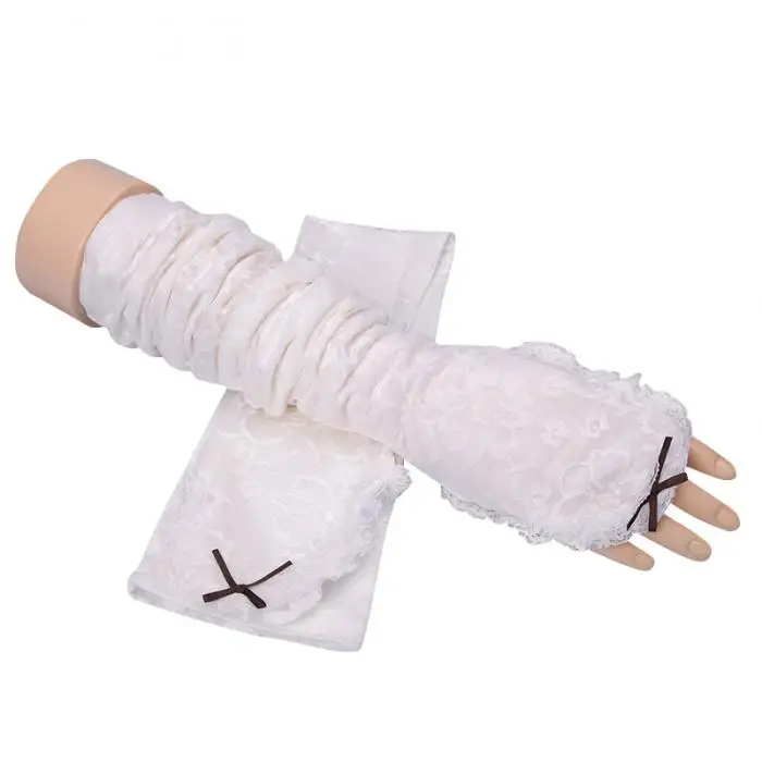 Newly 1 Pair Women Lace Arm Sleeves UV Protection Cooling Warmer Protective Gloves for Golf Cycling BFE88