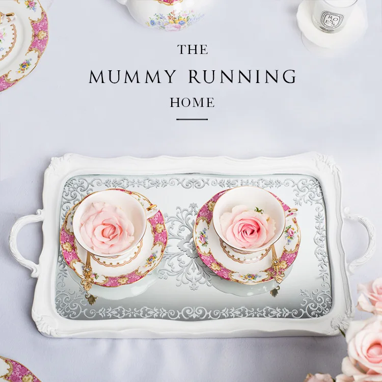 

European Rectangle Tray Compote Tea Tray Pastry Disc Cake Disc Jewelry Box Tray Plate Dessert Platform Cake Frame
