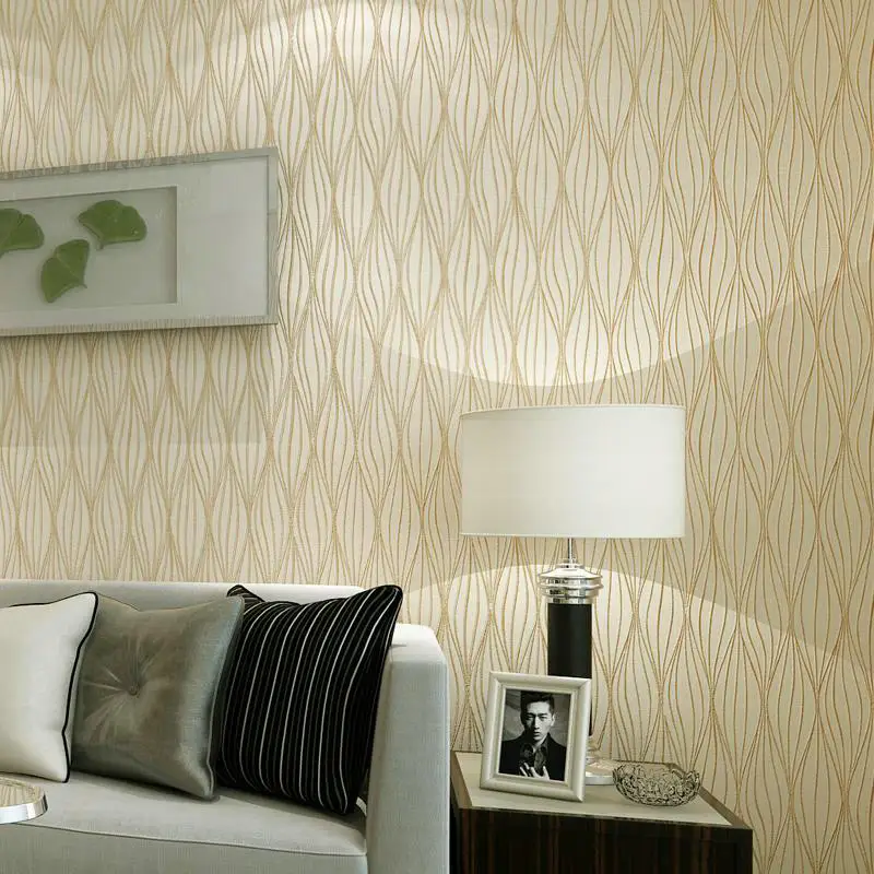 Minimalist Wallpaper 3D Living Room Abstract Geometric Curve Embossed