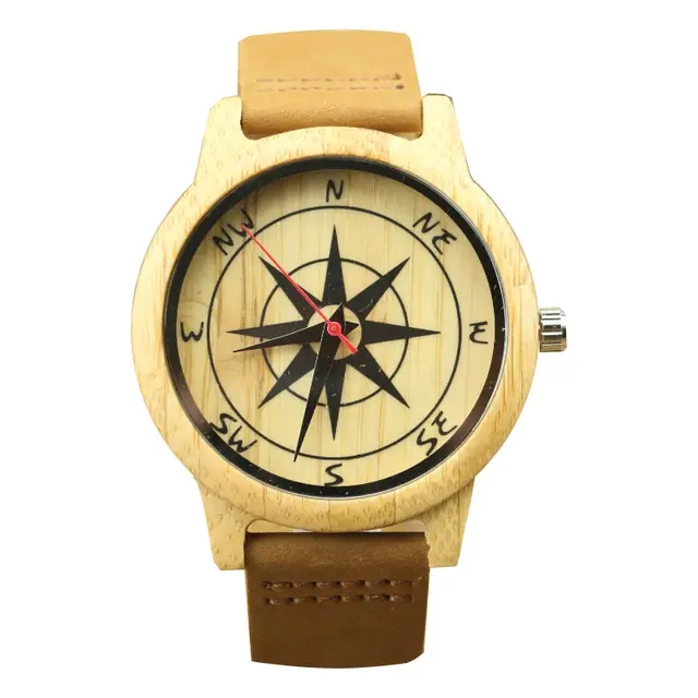 new arrived men outdoorsports handmade bamboo compass dial leather quartz watch new arrived men outdoorsports handmade bamboo compass dial leather quartz watch