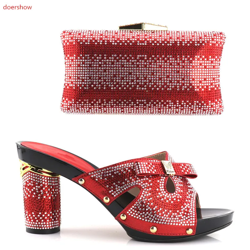 

doershow Italian Shoe with Matching Bag New Arrival Design Matching Italian Shoe and Bag Set Purple Italy Matching Bag!HV1-25