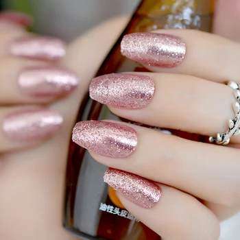 Ceny Brokat Kromka Trumna Fałszywy Nail Art Ciemnoróżowy Kwadrat średni Pełna Pokrywa Fałszywe Naciśnij Na Paznokcie Lady Makijaż Faux Ongles Manicure Z881
