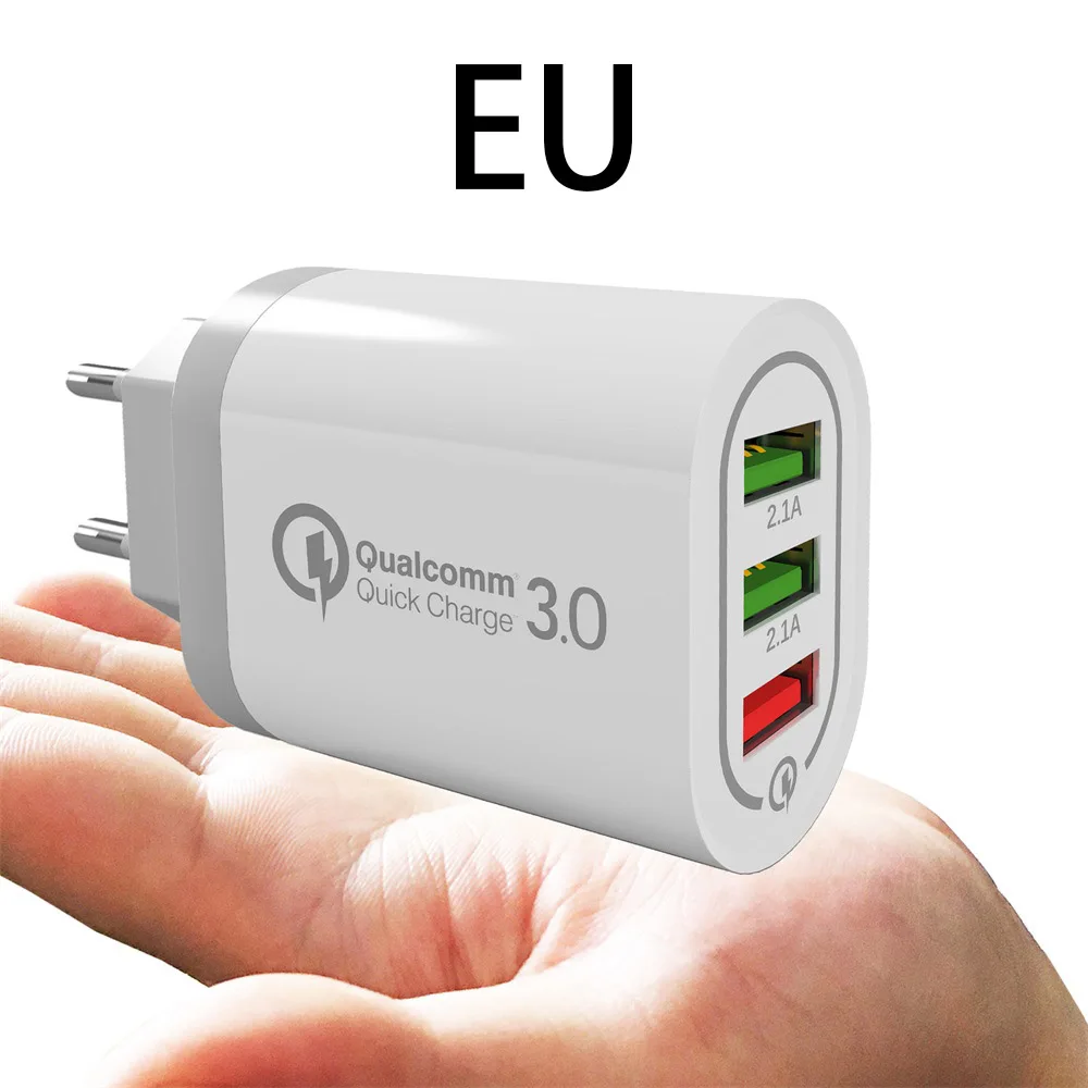 USB Charger QC 3.0 Quick Fast Wall Charge 18W for Iphone X 8 7 Samsung S9 S10 Xiaomi mi 9 Huawei P20 P30 Universal Mobile Phone - Plug Type: EU White