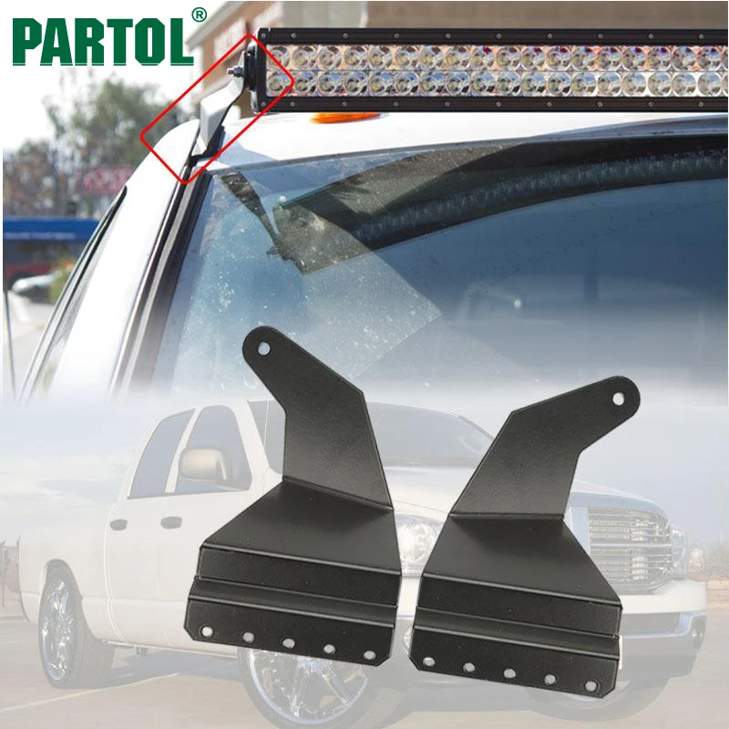 Partol 52" Straight LED Light Bar Windshield Roof Mount Bracket For