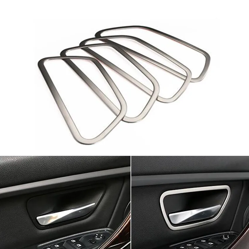 YAQUICKA 4x Stainless Steel Interior Door Handle bowl Cover Trim Frame