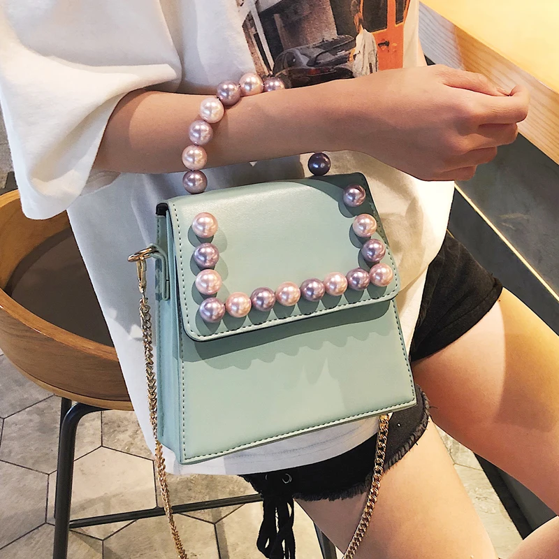 

Luxury Brand Handbag 2019 Fashion New High Quality PU Leather Women's Designer Handbag Pearl Tote Chain Shoulder Messenger bags