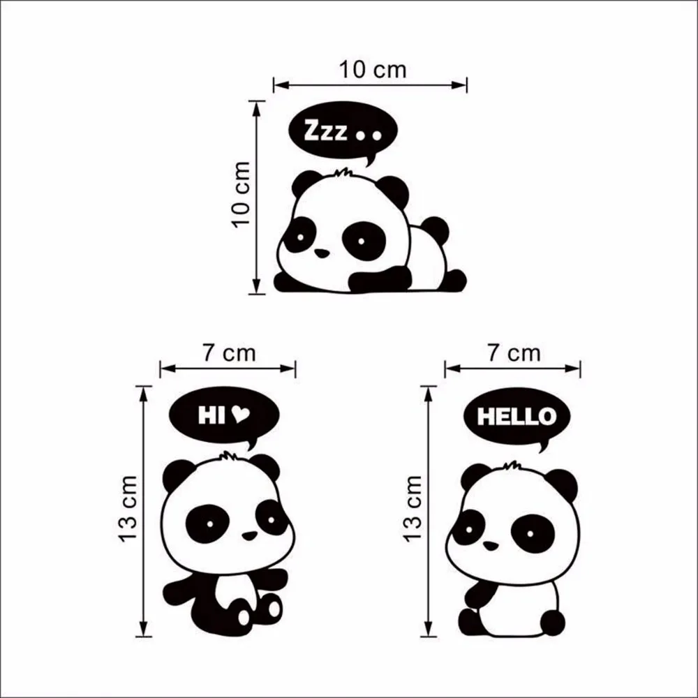 Panda Lucu Cahaya Beralih Sticker Lucu Vinyl Dinding Mural Decals