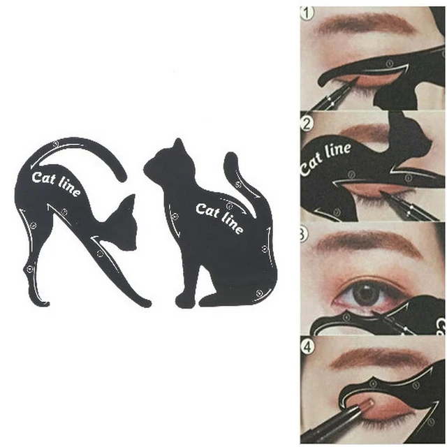 Best Offers 2 PCS/Set Cat Eyeliner Stencil Professional Makeup Eyebrow Stencil Models Eyes Liner Template Shaper Stamping Tool